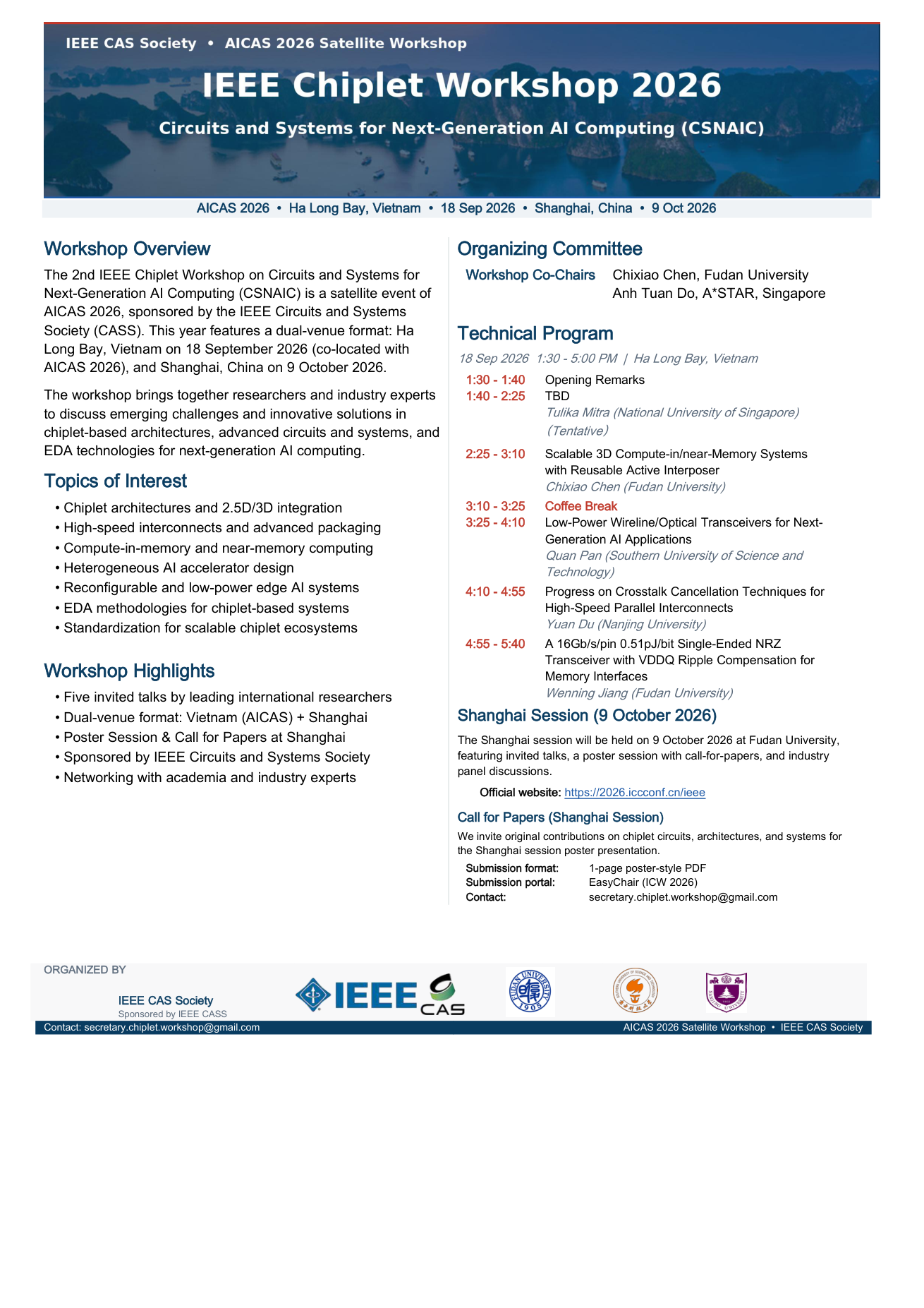 IEEE AICAS 2026 Chiplet Workshop poster